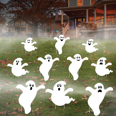 Spooky Ghost - Ghost Shape Lawn Decorations - Outdoor Halloween Yard Decorations - 10 Piece