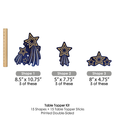 Starry Skies - Gold Celestial Party Centerpiece Sticks - Table Toppers - Set of 15