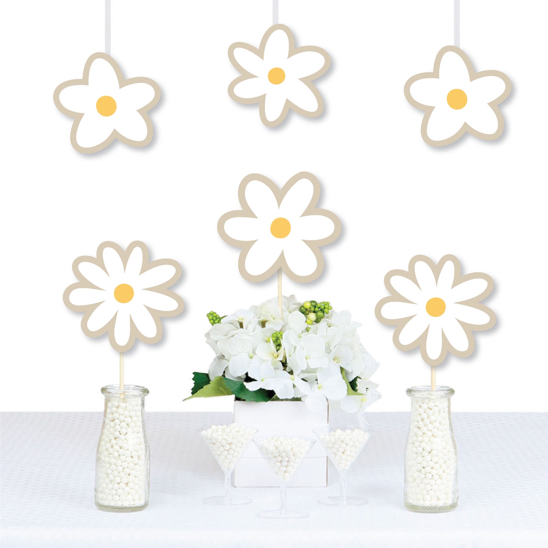 Tan Daisy Flowers - Decorations DIY Floral Party Essentials - Set of 20 |  BigDotOfHappiness.com – Big Dot of Happiness LLC