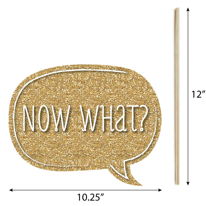 Graduation Party - Gold - Personalized 2025 Graduation Party Photo Booth Props Kit - 20 Count