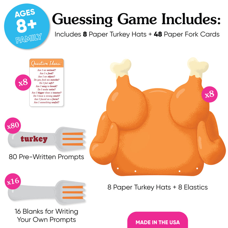 Thanksgiving Turkey Guessing Game, Fun Thanksgiving Games for Kids and Adults, Family Guess Who Game, Friendsgiving Party Games, Set of 8