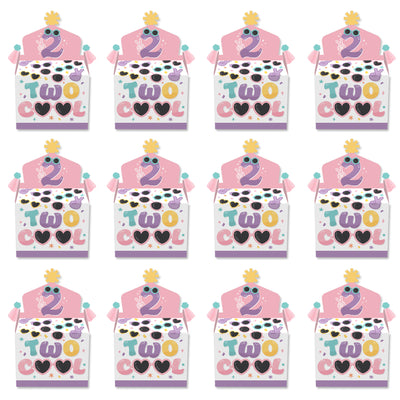 Two Cool - Girl - Treat Box Party Favors - Pastel 2nd Birthday Party Goodie Gable Boxes - Set of 12