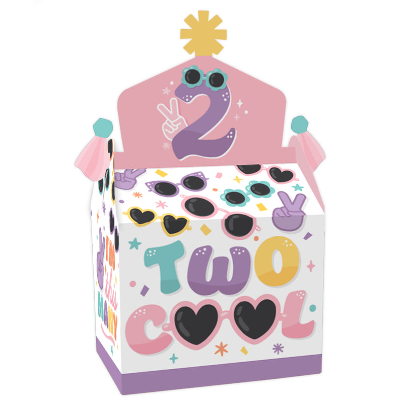 Two Cool - Girl - Treat Box Party Favors - Pastel 2nd Birthday Party Goodie Gable Boxes - Set of 12