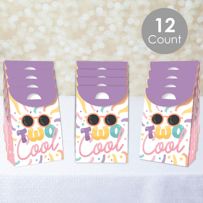 Two Cool - Girl - Pastel 2nd Birthday Gift Favor Bags - Party Goodie Boxes - Set of 12