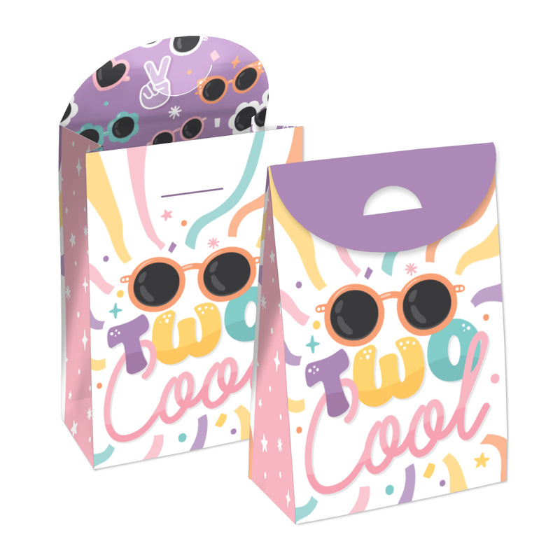 Two Cool - Girl - Pastel 2nd Birthday Gift Favor Bags - Party Goodie Boxes - Set of 12