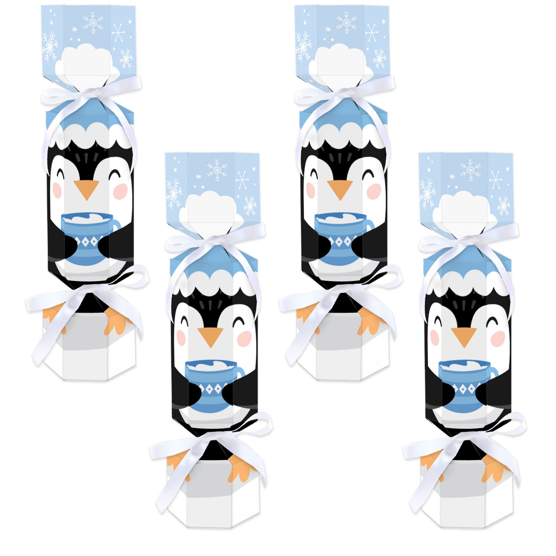 Santa and Penguins Crackers - 10 Inch - 8 Count