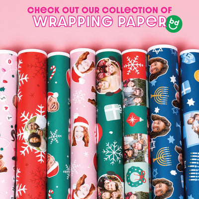 Custom Face Wrapping Paper - Pink Christmas Santa