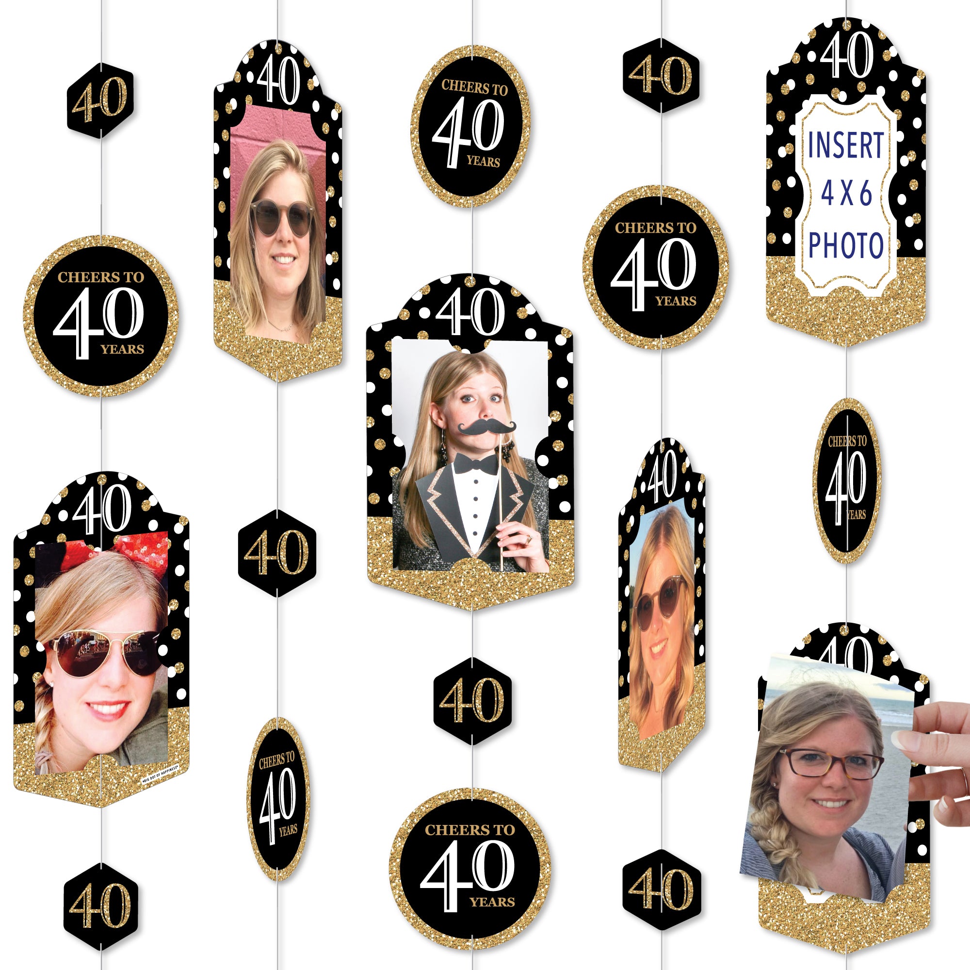 Adult 40th Birthday - Gold - Birthday Party DIY Backdrop Decor ...