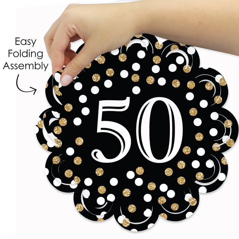 Adult 50th Birthday - Gold - Birthday Party Round Table Decorations - Paper Chargers - Place Setting For 12