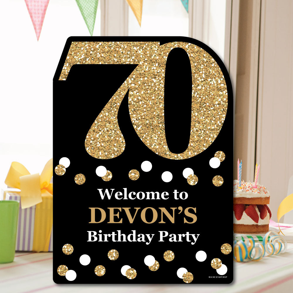 Adult 70th Birthday - Gold - Party Decorations - Birthday Party  Personalized Welcome Yard Sign