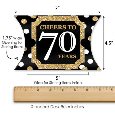 Adult 70th Birthday - Gold - Favor Gift Boxes - Birthday Party Large Pillow Boxes - Set of 12