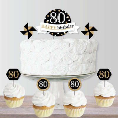 Adult 80th Birthday - Gold - Birthday Party Cake Decorating Kit - Cake  Topper Set - 11 Pieces