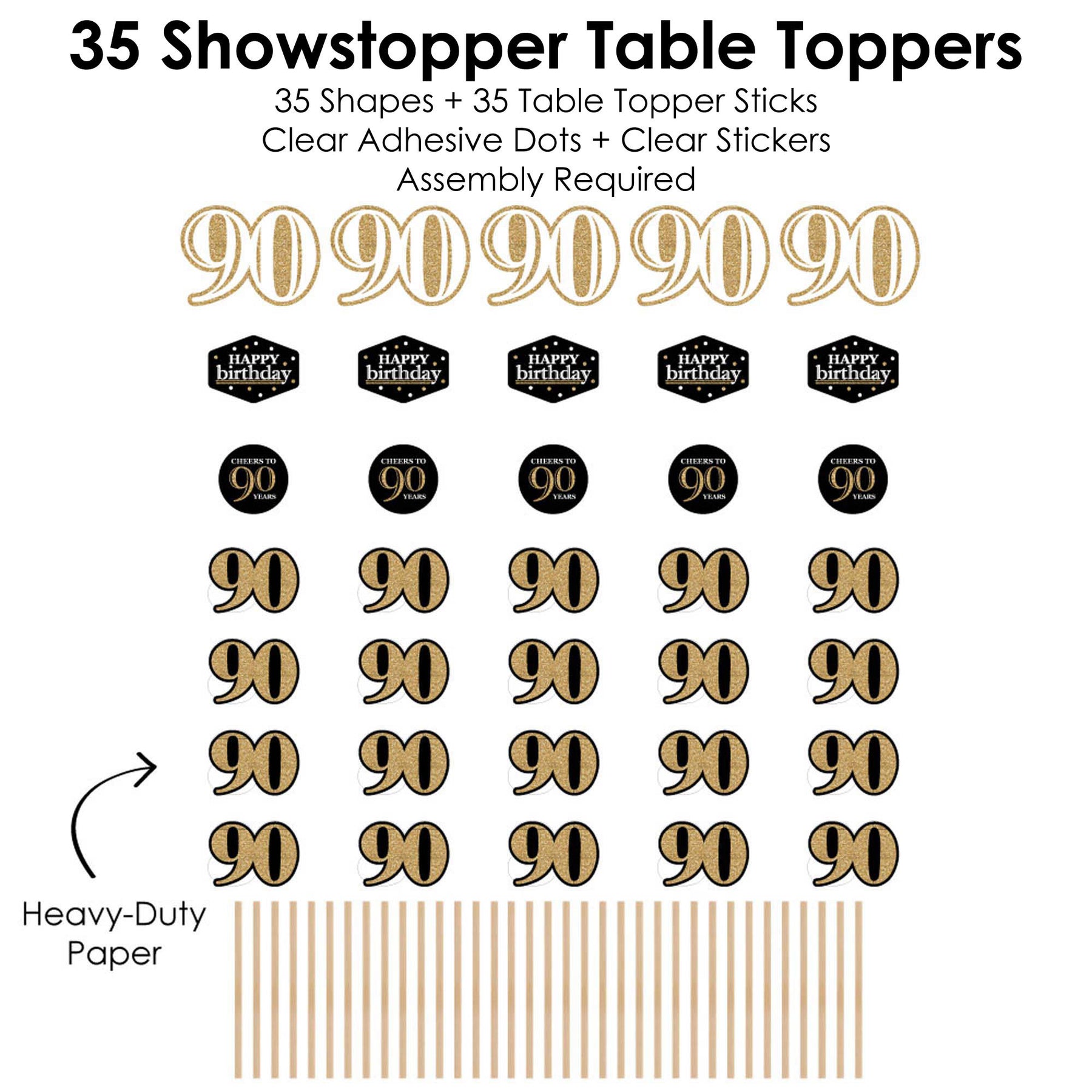 Adult 90th Birthday Gold Birthday Party Centerpiece Sticks Showstopper Table Toppers 35 9676