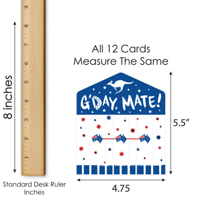 Australia Day - G’Day Mate Aussie Party Game Pickle Cards - Pull Tabs 3-in-a-Row - Set of 12