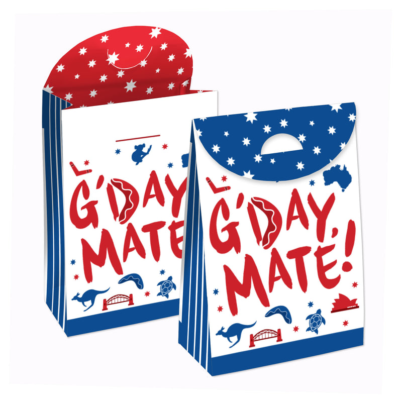 Australia Day - G’Day Mate Aussie Party Gift Favor Bags - Party Goodie Boxes - Set of 12