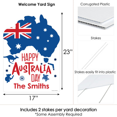 Australia Day - Party Decorations - G'Day Mate Aussie Party Personalized Welcome Yard Sign