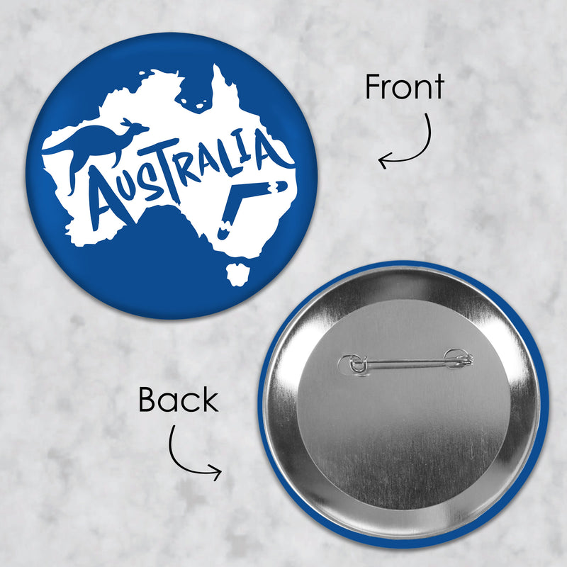 Australia Day - 3 inch G’Day Mate Aussie Party Badge - Pinback Buttons - Set of 8