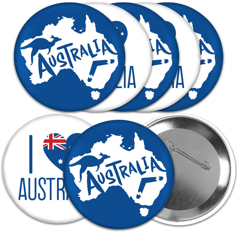 Australia Day - 3 inch G’Day Mate Aussie Party Badge - Pinback Buttons - Set of 8