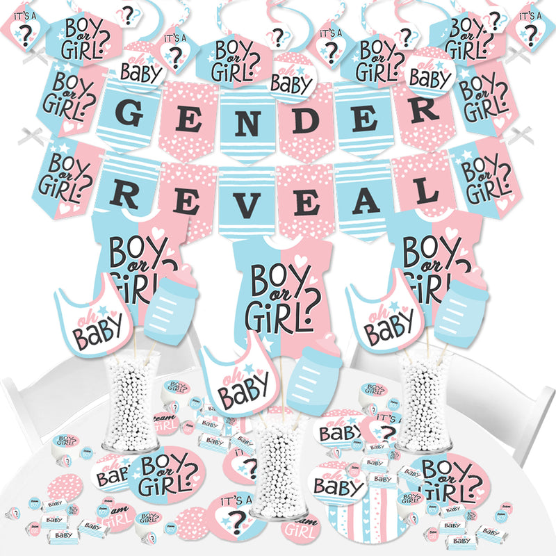 Big Dot of Happiness Baby Gender Reveal - Team Boy or Girl Party Supplies - Banner Decoration Kit - Fundle Bundle