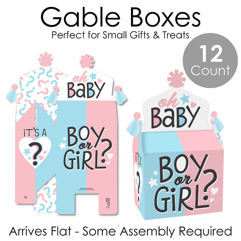 Baby Gender Reveal - Treat Box Party Favors - Team Boy or Girl Party Goodie Gable Boxes - Set of 12