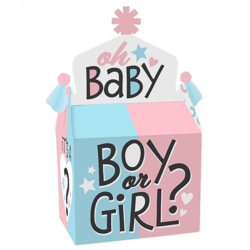 Baby Gender Reveal - Treat Box Party Favors - Team Boy or Girl Party Goodie Gable Boxes - Set of 12