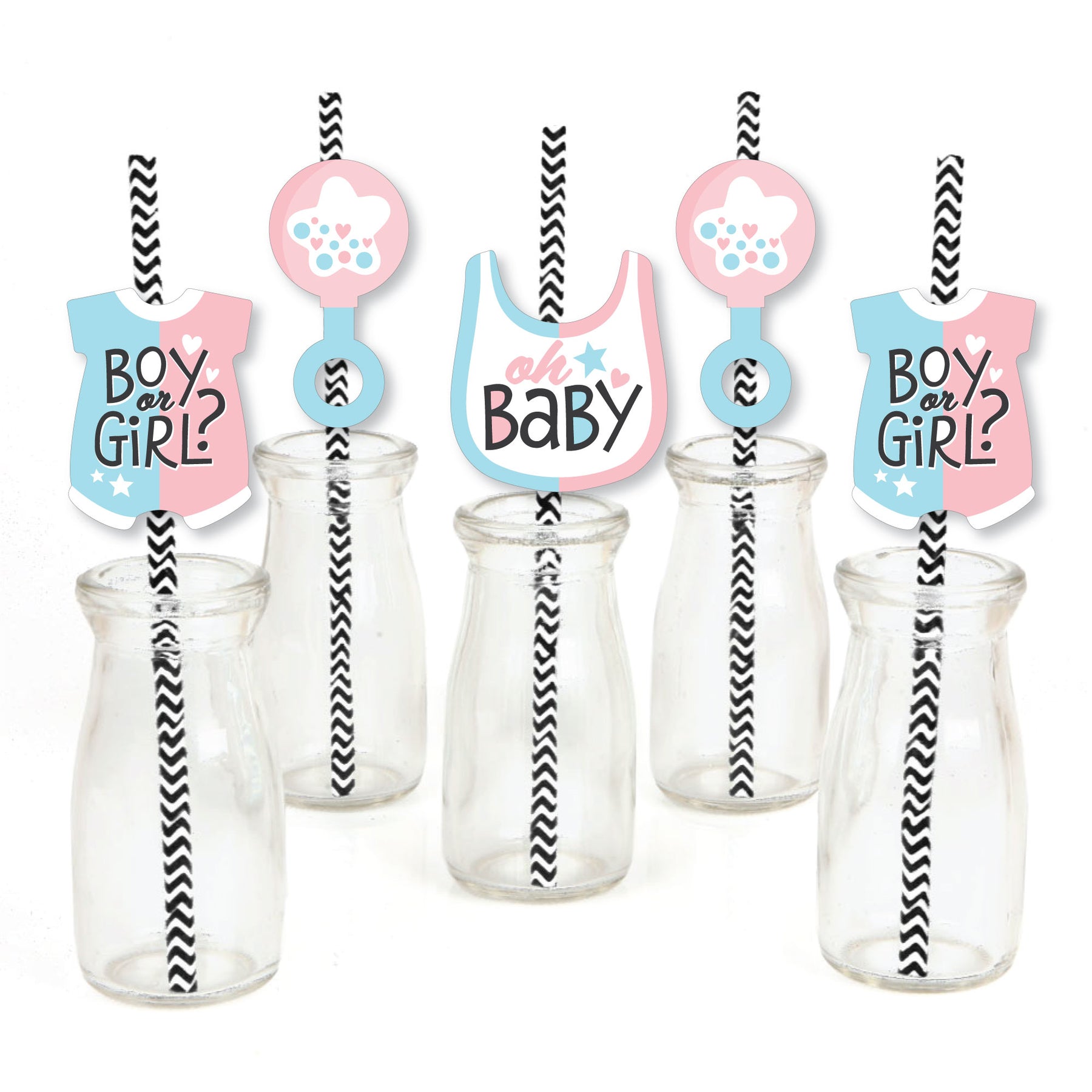 Baby Gender Reveal - Paper Straw Decor - Team Boy or Girl Party