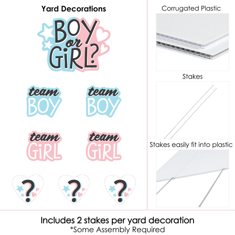 Baby Gender Reveal - Yard Sign and Outdoor Lawn Decorations - Team Boy or Girl Party Yard Signs - Set of 8