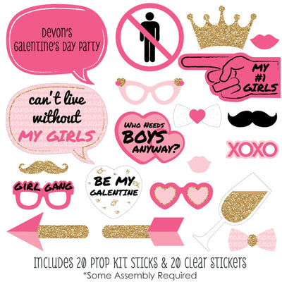 Be My Galentine - Galentine's & Valentine's Day Party Photo Booth Props Kit - 20 Count