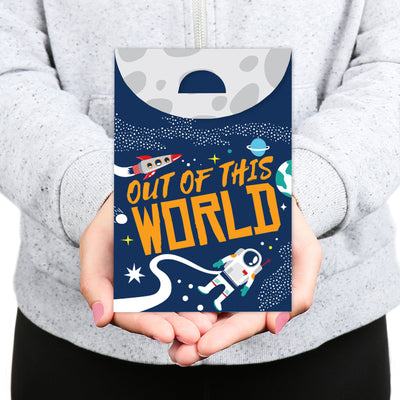 Blast Off to Outer Space - Rocket Ship Baby Shower or Birthday Gift Favor Bags - Party Goodie Boxes - Set of 12