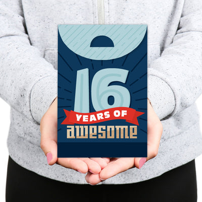 Boy 16th Birthday - Sweet Sixteen Birthday Gift Favor Bags - Party Goodie Boxes - Set of 12