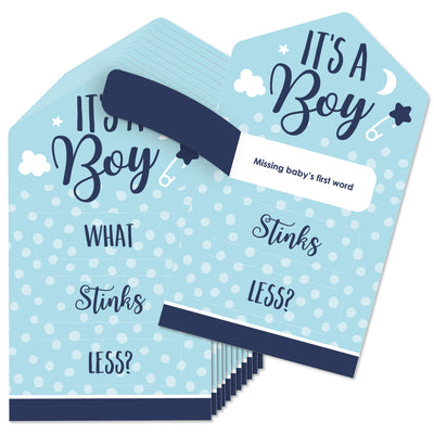 Baby Boy - Blue Baby Shower Game Pickle Cards - Conversation Starters Pull Tabs - Set of 12