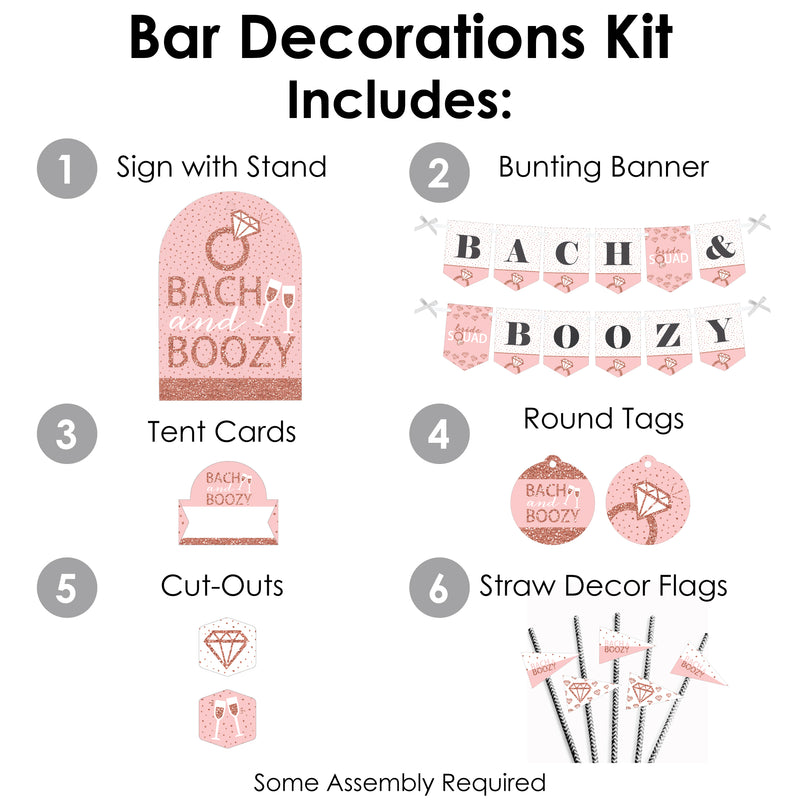 Bride Squad - DIY Rose Gold Bridal Shower or Bachelorette Party Bach and Boozy Signs - Drink Bar Decorations Kit - 50 Pieces