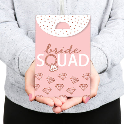 Bride Squad - Rose Gold Bridal Shower or Bachelorette Gift Favor Bags - Party Goodie Boxes - Set of 12