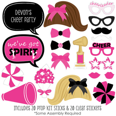 We've Got Spirit - Cheerleading - Personalized Birthday Party or Cheerleader Party Photo Booth Props Kit - 20 Count