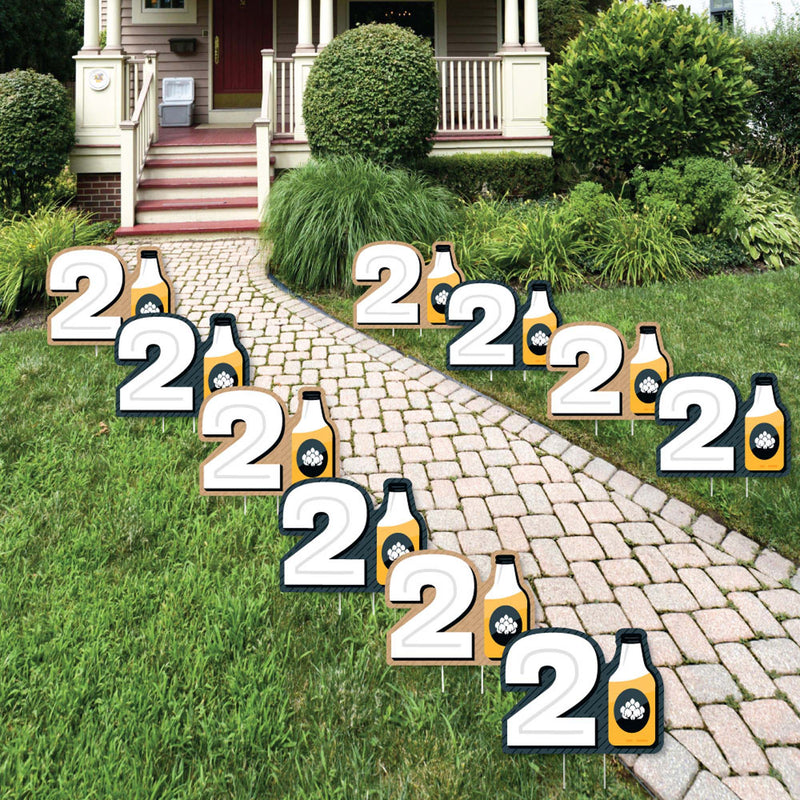 Cheers and Beers to 21 Years - Twenty-One Shaped Lawn Decorations - Outdoor 21st Birthday Party Yard Decorations - 10 Piece