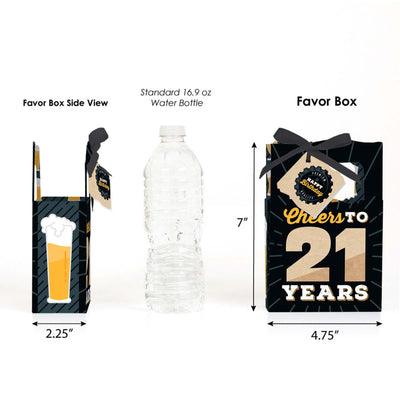 Cheers and Beers to 21 Years - 21st Birthday Party Favor Boxes - Set of 12