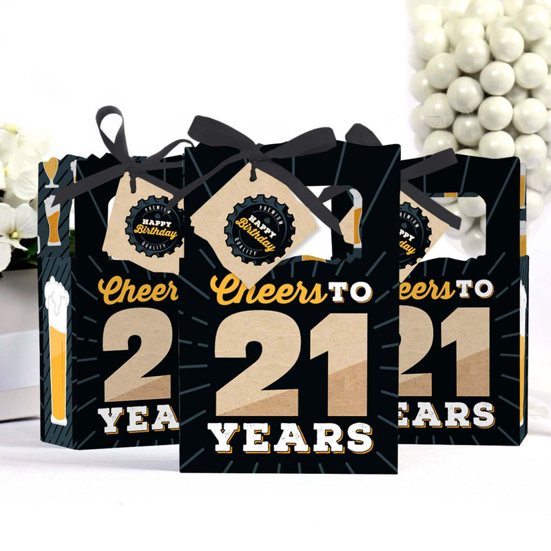 Cheers and Beers to 21 Years - 21st Birthday Party Favor Boxes - Set of 12