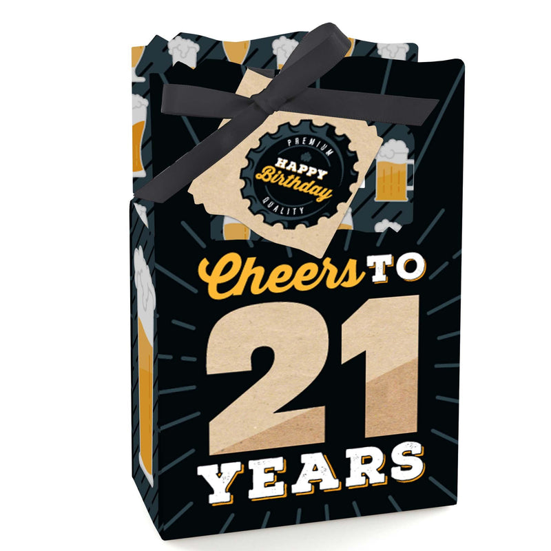 Cheers and Beers to 21 Years - 21st Birthday Party Favor Boxes - Set of 12