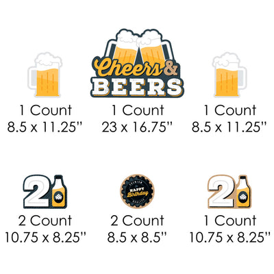 Cheers and Beers to 21 Years - Yard Sign and Outdoor Lawn Decorations - 21st Birthday Party Yard Signs - Set of 8