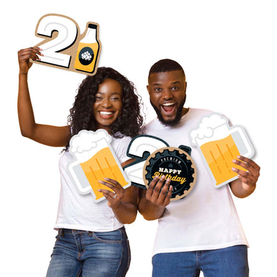 Cheers and Beers to 21 Years - Yard Sign and Outdoor Lawn Decorations - 21st Birthday Party Yard Signs - Set of 8