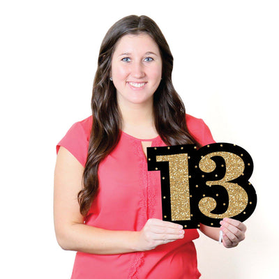 Chic 13th Birthday - Pink, Black and Gold - Yard Sign & Outdoor Lawn Decorations - Birthday Party Yard Signs - Set of 8