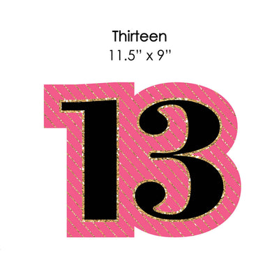 Chic 13th Birthday - Pink, Black and Gold Lawn Decorations - Outdoor Birthday Party Yard Decorations - 10 Piece