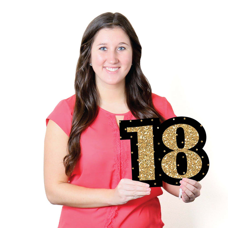 Chic 18th Birthday - Pink, Black and Gold - Yard Sign & Outdoor Lawn Decorations - Birthday Party Yard Signs - Set of 8