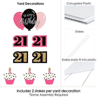 Finally 21 Girl - 21st Birthday - Yard Sign & Outdoor Lawn Decorations - 21st Birthday Party Yard Signs - Set of 8