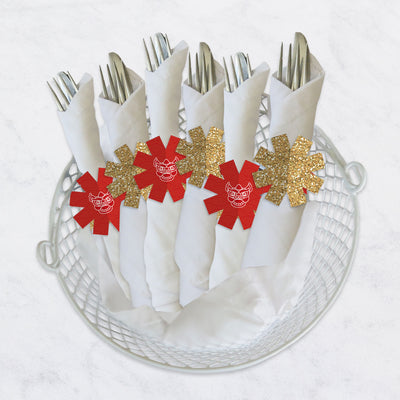 Chinese New Year - Lunar New Year Paper Napkin Holder - Napkin Rings - Set of 24