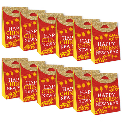 Chinese New Year - Lunar New Year Gift Favor Bags - Party Goodie Boxes - Set of 12