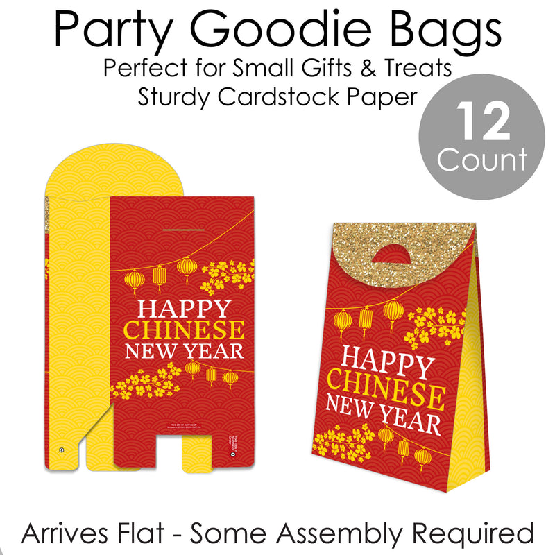 Chinese New Year - Lunar New Year Gift Favor Bags - Party Goodie Boxes - Set of 12