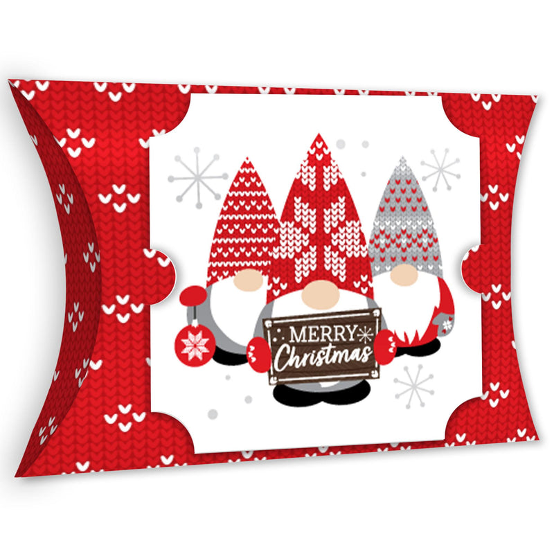 Christmas Gnomes - Favor Gift Boxes - Holiday Party Large Pillow Boxes - Set of 12