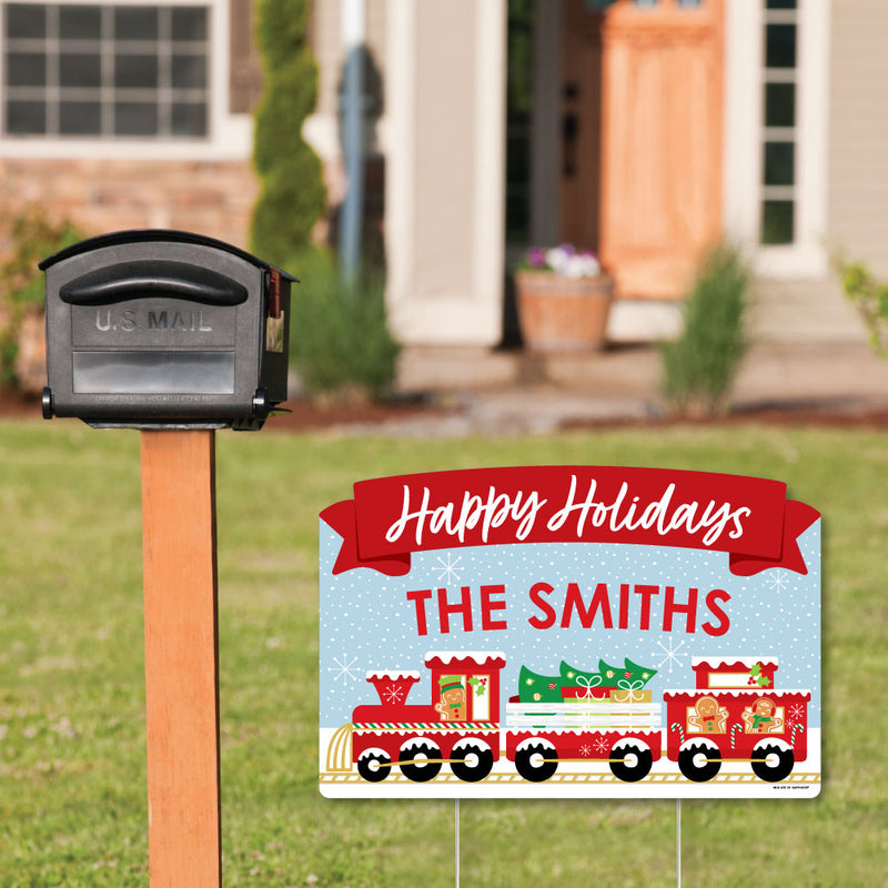 Christmas Train - Holiday Party Yard Sign Lawn Decorations - Personalized Christmas Train Party Yardy Sign