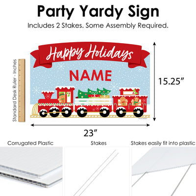 Christmas Train - Holiday Party Yard Sign Lawn Decorations - Personalized Christmas Train Party Yardy Sign